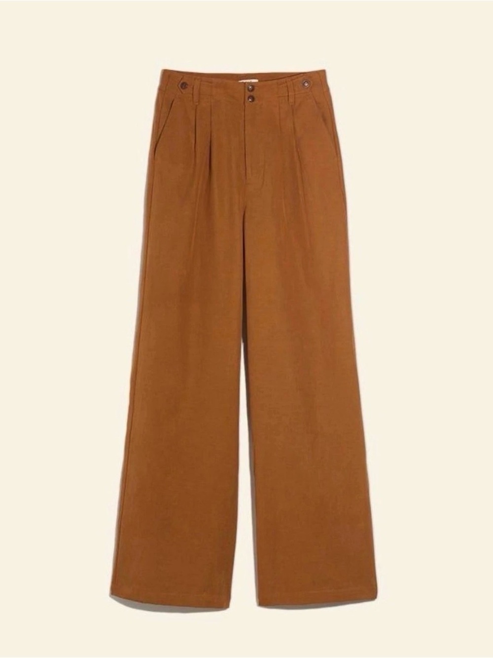 Madewell Harlow Wide Leg Pants Size 8 Tall Brown Lyocell Linen Pleated Trousers